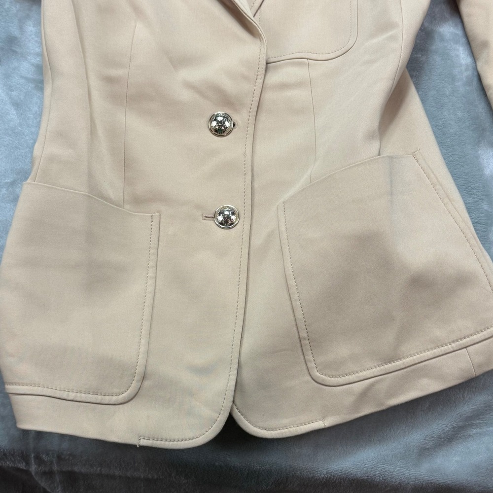Tommy Hilfiger Blazer Size 4 Beige/Cream Cotton Blend Business‎ Career Jacket - Picture 5 of 8
